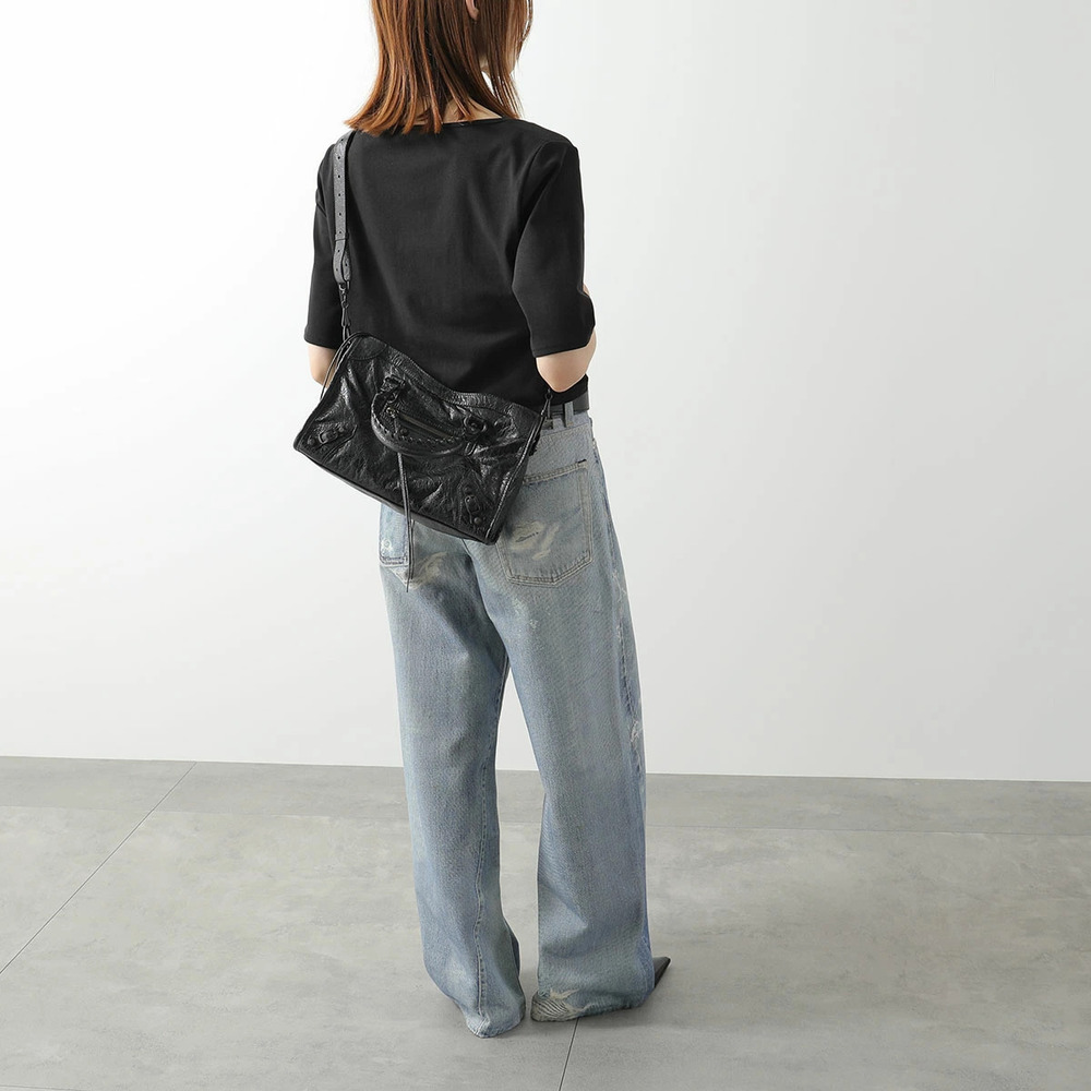 Balenciaga LE CITY handbag leather shoulder bag BLACK